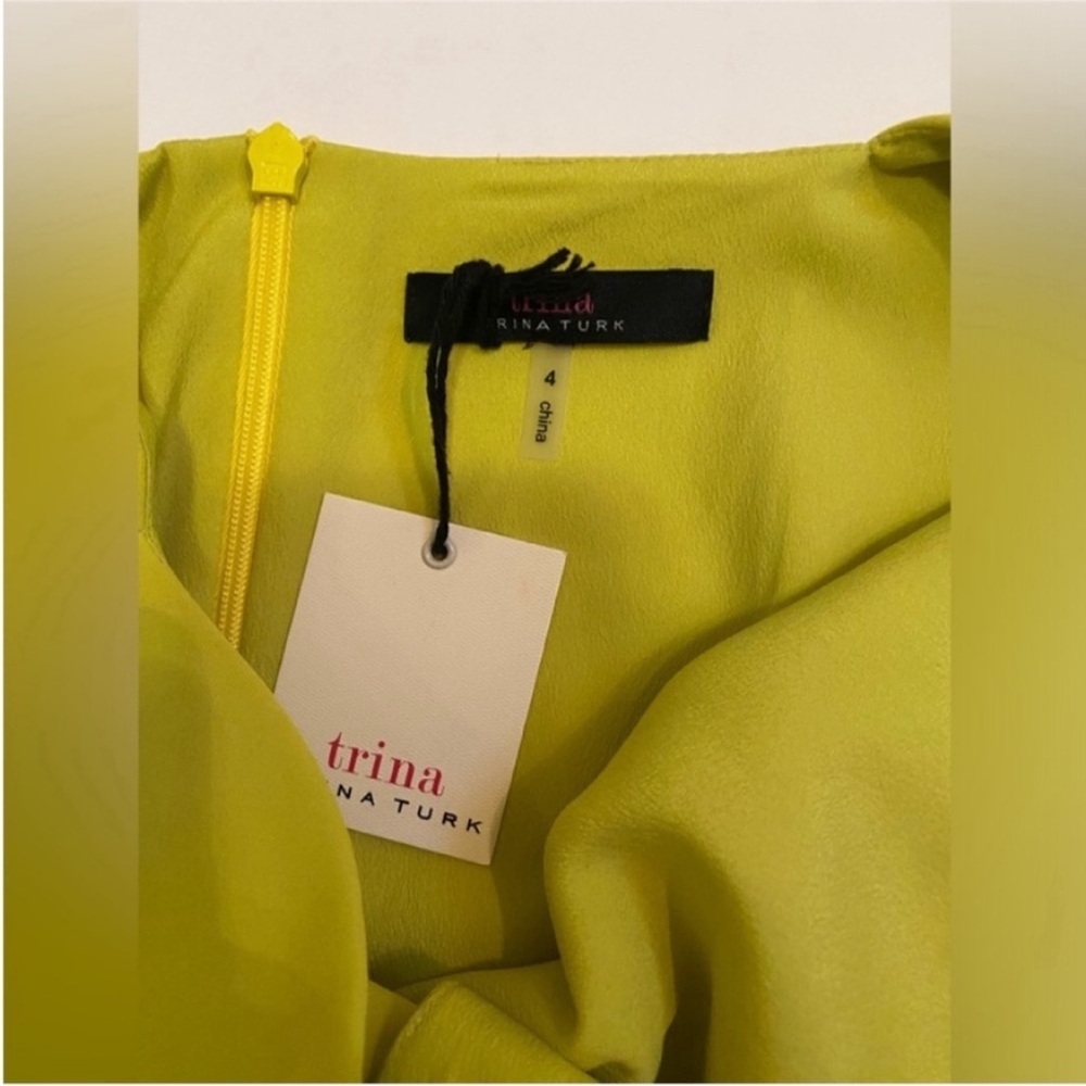 Trina Turk Summer Dress Scenic Pleated Short Sleeve Shift Dress size 4 - Picture 9 of 13